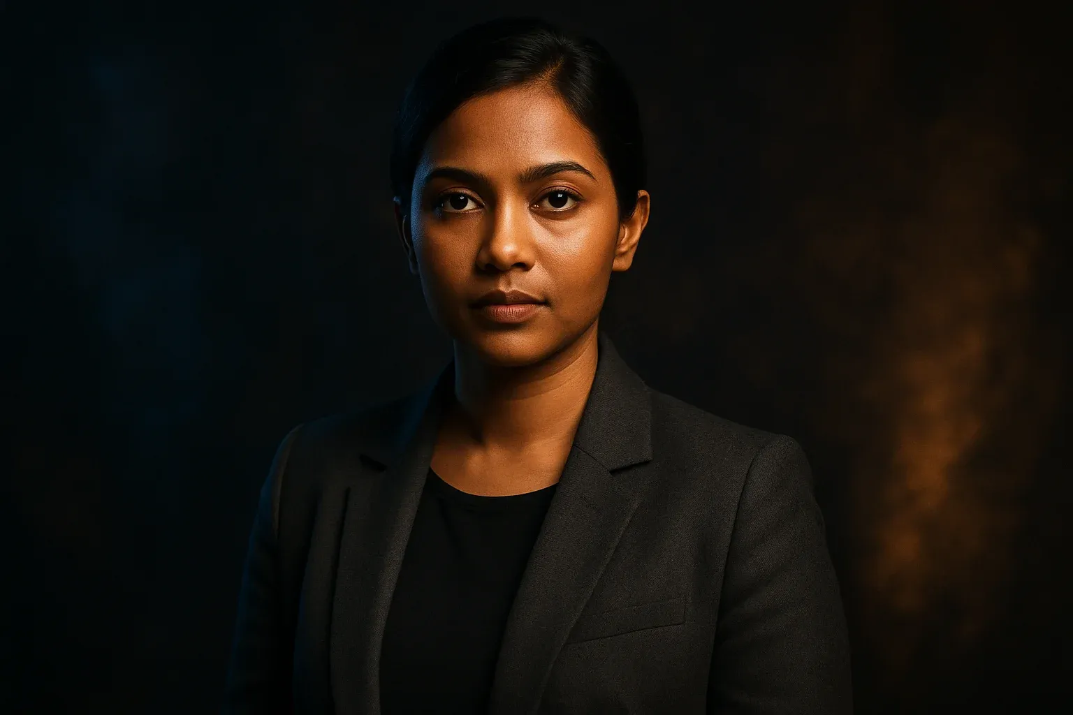 High-resolution portrait of confident Bangladeshi woman on dark premium background